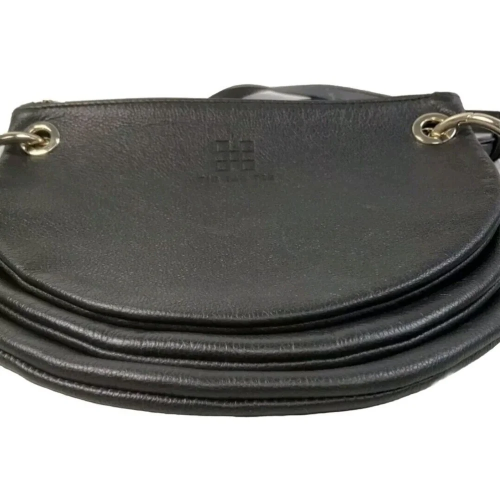 Black Leather Purse Shoulder Bag Crossbody Gold Zipper Leather Strap Purses